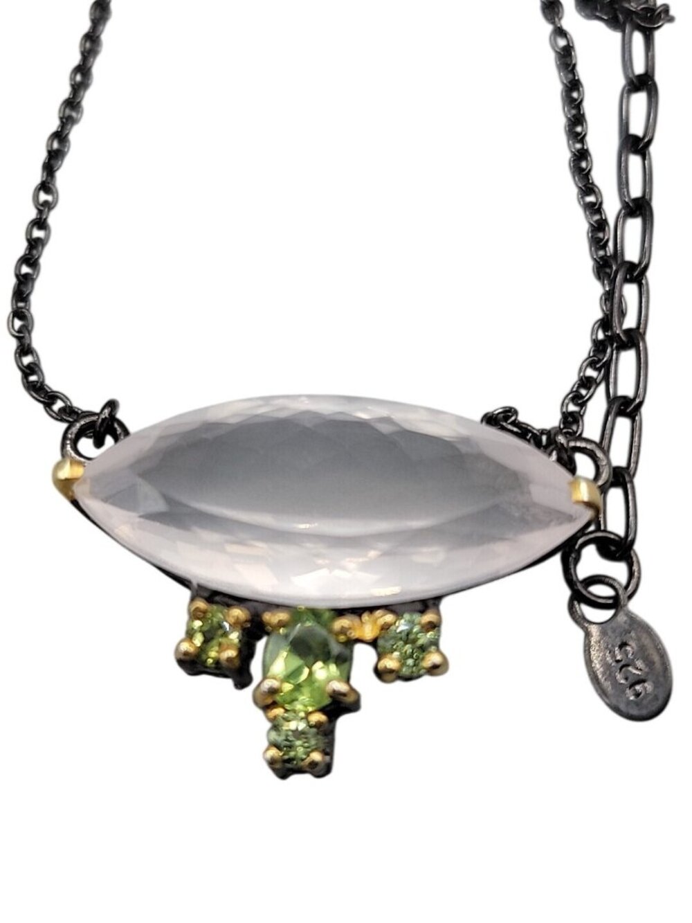10ct Rose Quartz Peridot Sterling Silver Pendant Necklace 20" 925 Chain Stunning - Picture 14 of 16